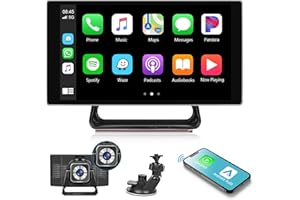 RIMOODY Portable Car Radio with 4K Dash Cam Wireless Apple Carplay Android Auto Screen 5 Inch Portable Car Stereo Bluetooth, FM Transmitter, Voice Control, AUX-in, GPS Car Play Screen