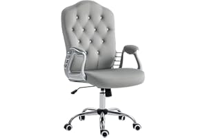 VINSETTO HOMCOM ergonomiczne krzesło biurowe, z funkcją przechylania, funkcją obracania, regulacją wysokości, krzesło komputerowe z błyszczącymi kryształowymi guzikami, aksamitny wygląd, do biura domowego,