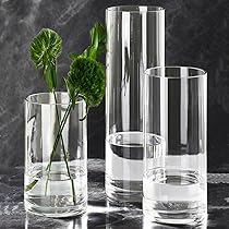Glazen vaas cilindrische vaas voor bureaudecoratie, bloemenvaas kaars glazen fles kiezelfles kan worden gebruikt voor feest, bruiloft, banket, decoratie (12, 8,5 × 15 - rimpel