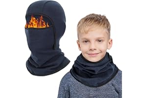 AYPOW Passamontagna in Pile Termico Bambini 6-14 Anni, Invernale Multifunzione Antivento Caldo Maschera da Sci da Ciclismo, Berretti Cappello con Scaldacollo per Ragazzi Ragazze Sport all'Aria Aperta