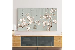 Treer Cubierta Antipolvo para TV, Universal Funda para Televisor Cubierta de Televisión Elástico Protector Pantalla de Funda para 22 a 75 Pulgadas (Pintura a tinta 8,43 pulgadas)