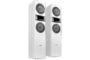 Fenton SHF700W Altavoz HiFi Columna - Blanco, Potencia de 400 Wmax, woofer de 2 x 6,5", tecnología de 3 vías, terminales de Tornillo de Metal, Patas Antideslizantes, Ideal para HiFi y Cine en casa