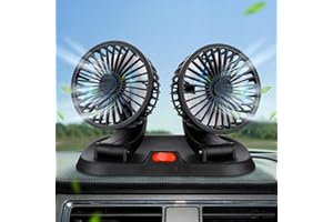 XSTARG Ventilador Coche Doble Cabeza 360° Rotación Ventiladores, USB Ventilador Silencioso Potente 2 Velocidades Mini Ventiladors Mesa con Número de Teléfono para SUV RV Camioneta VAN Oficina Dormitorio (A)