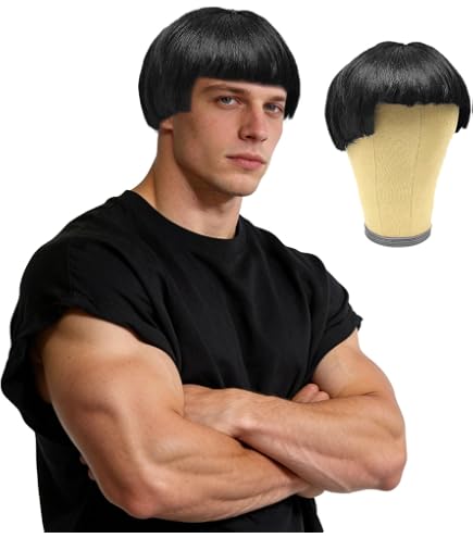 Perruque Moine Pour Adulte – Marron Avec Tonsure, Bonnet Chauve En Latex – Costume Cosplay, Carnaval, Halloween – Taille Unique 58 Cm