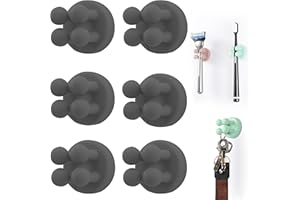 Zayin Silicone Toothbrush Zahnbürstenhalter Rasiererhalter Multifunktions-Haken Wasserdicht Selbstklebend Zahnbürstenhaken Stopfenhalter (6 Stück Schwarz)