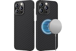 memumi Magnet Carbon Case do iPhone 15 Pro, 0,5 mm Supercienki i wytrzymały węgiel [100% aramid] Etui klasy wojskowej z ochroną przed upadkiem do iPhone 15 Pro