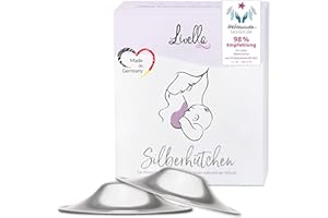 Livella | Silberhütchen aus 999er Silber | Made in Germany | Hilfe bei beanspruchten Brustwarzen | Unterstützt feuchte Regeneration beim Stillen | Wochenbett Stillhütchen (2 Stück) für Brustschutz