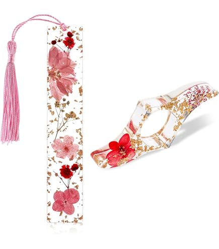 Amabro Lot de 2 Porte page de livre de fleurs séchées en résine