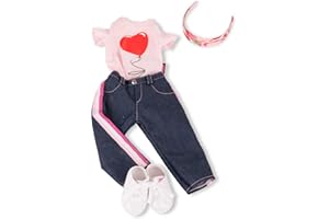 Götz 3403154 Set abbigliamento jeans per bambole che stanno in piedi - Taglia XL - Set di abbigliamento/accessori per bambole - Adatto per bambole che stanno in piedi Taglia XL (45-50 cm)