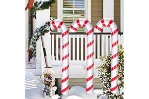 HELOVGE 3 Piezas Bastones Navidad Decoracion,Bastones De Caramelo De Gran Tamaño,Bastones De Caramelo Gigantes,Bastón De Caramelo Inflable De Navidad,para Navidad Fiesta Adornos.