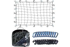 LOFERMA Cargo-Netz für Auto – 90x120 cm, Robustes Bungee-Netz mit 12 Haken & Clips | Inkl. Aufbewahrungstasche | Ideal für kleine & große Lasten (Blau)
