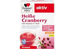 Doppelherz Heiße Cranberry - Vitamin C und Zink zur Unterstützung der normalen Funktion des Immunsystems - heiß und kalt - vegan - 10 Beutel