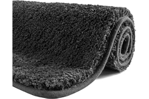 SFLXO 60cm x 40cm Non Slip Bath Mat Machine Washable Bath-Mats For Bathroom Durable Soft Bath Rugs Water Absorbent Bathroom Mats Fluffy Microfiber Bath Rug Deep Grey