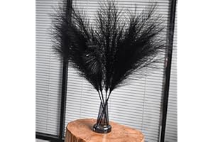 LARBER 20PCS Artificial Pampas Grass Faux Boho Black Pampas Grass DIY Pampas Decor Dried Pampas Bouquet Flowers for Living Room Bedroom Crafts Office Kitchen Table Decor Boho Home Wedding Decoration,18"/46cm