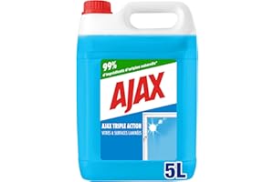 AJAX - Nettoyant Vitres Triple Action - Formule professionnelle anti-buée pour des surfaces 100% sans traces - Grand Format Bidon 5L
