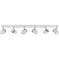Modern 6 Way Straight Bar Ceiling Spotlight Fitting in a Gloss White/Chrome Finish