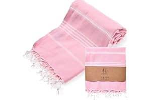 ‎YENGAS YENGAS Hamamtuch XXL, 95x175 cm, Oeko-TEX Zertifiziert, 100% Baumwolle, Großes Peshtemal Tuch, Badetuch für Spa, Sport, Yoga, Pilates, Reisen, Leicht & Platzsparend, Saunatuch, Strandtuch, Rosa