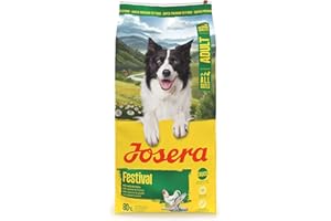 JOSERA Adult Festival Lachs & Huhn (1 x 12,5 kg) | Premium Trockenfutter für ausgewachsene wählerische aktive Hunde | energiereich | leckerer Soßenmantel - auch zum Einweichen | glutenfrei | 1er Pack