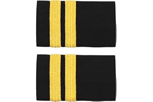 TiaoBug Un Paio di Spalline 1-4 Fascia per Polizia Marina Mercantile Bar Airline o Merchant Marine Epaulette Pilota Aereo Nero Argento Oro Strisce Accessori per Pilota