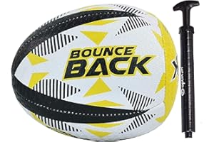 Optimum Rugby Bounce Back Solo Skills Ball – Ausgewogenes, reaktionsschnelles, präzises Handling und Treten – leistungsstarker Rebound-Rugbyball für professionelles Training – 2-lagig, 410 g