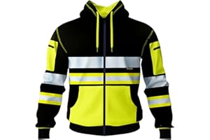 kraftd Mens Hi Vis Hoodie High Viz Hooded Sweatshirt Workwear Hoody With Reflective Tape