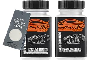 ‎TRISTARCOLOR TRISTARcolor Autolack Lackstift Set für VW/Volkswagen LC9A Pure White/Oryxweiss Basislack Klarlack je 50ml