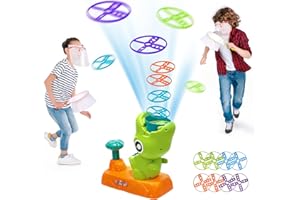 Misvayli Flying Disc Launcher Toy, Outdoor Dinosaur Catapult Flying Saucer Toys, Foot Catapult Flying Saucer Toy Set, Garden Toys Children Outside Garden Games for Children Age 3-14 Years(Green)