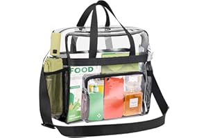 Jortmrd Sac Fourre-Tout Transparent Sacs en PVC Transparent Sac Transparents Approuvé par le Stade Clear Bag Sacs à Bandoulière Transparents pour les Sports, Sportifs (31 x 30 x 15 cm)