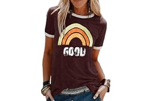 heekpek T-Shirt Femme Été Chemisier Chic T-Shirts Blouse Col Rond Tops Manches Courtes T Shirt Grande Taille Coton T Shirt Imprimé