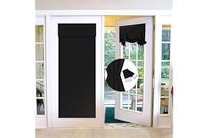 Maritown Blackout Door Curtains,French Door Blinds Stick On Curtains for Privacy and Light Control,Thermal Blackout Curtains Front Door Curtain Tie up Shade,No Drilling Easy Install(1 Panel)
