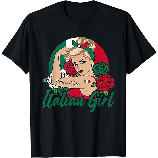 T-shirt Femme "Italia" - Design Drapeau Italien Dans Les Cheveux Et Lunettes De Soleil, Coupe Classique