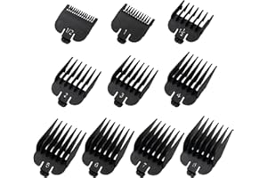 PUERFOCA 10 Piezas Peine Límite para Cortapelos, Recortadores De Peine Guía para Wahl Cortapelos y Afeitadoras corporales, Peines-Guía Compatibles con Maquinillas Wahl (Black)