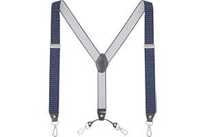 Ausukler Bretelle da uomo extra forti 3,5 cm di larghezza con gancio girevole Heavy Duty Men Braces nero