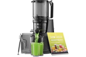 ‎VELOJA VELOJA Slow Juicer Pro - Kaltpresse Entsafter für ganze Früchte & Gemüse mit 130 mm XL-Einfüllschacht – Ultraleiser Motor – Leicht zu reinigen – Inkl. Rezeptbuch für Säfte & Tresterrezepte