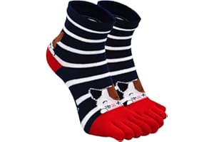 ZFSOCK Skarpetki z palcami dla kobiet Skarpetki sportowe z pięcioma palcami Skarpetki z palcami dla kobiet Śmieszne skarpetki z kotami 5 par