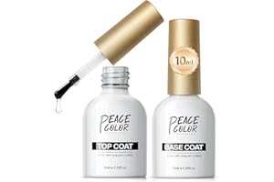 ‎PEACECOLOR PEACECOLOR 2 x 10ml Base Coat Top Coat Gel UV Nagellack Set, No Wipe Unterlack & Überlack für Gel Nägel Nail Art Maniküre Nageldesign