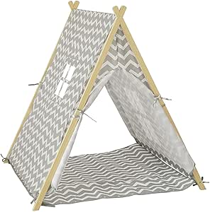 Tipi tent - kindertent - speeltent - bruin grijs en wit - 120 x 120 x