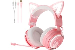 Somic GS510 Casque de Jeu avec Micro rétractable antibruit, Son stéréo 7.1, Couvre Visage pour PC, PS4, PS5, Xbox One, Rose