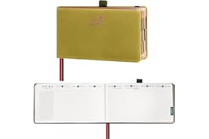 BEZEND Agenda 2025 Vista Settimanale Piccola Agenda Tascabile 9 x 16,5 cm - Calendario 2025 Verticale 1 Settimana 2 Pagine - Planner 2025 con Bordo in Carta Oro Rosa, Mostaza