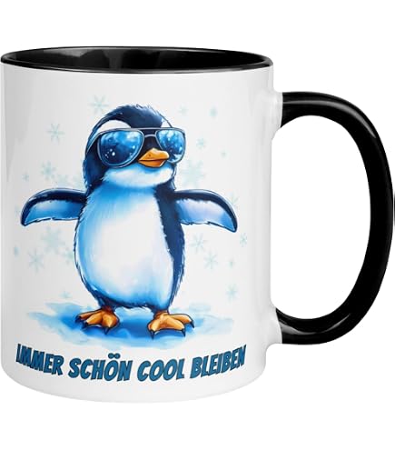 Trendation Pinguin Tasse Mit Herzschlag-Motiv – Spülmaschinenfest, Beidseitig Bedruckt, Geschenk Für Mädchen