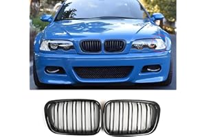 Haoyijiahui E46 Griglia Paraurti Anteriore per BMW 3er E46 2 porte PRE Facelift Griglia E46 Serie 3 Nero Lucido 1998 1999 2000 2001 (non adatta per 4 porte)(For 3 E46 2D 1998-2001 PRE)