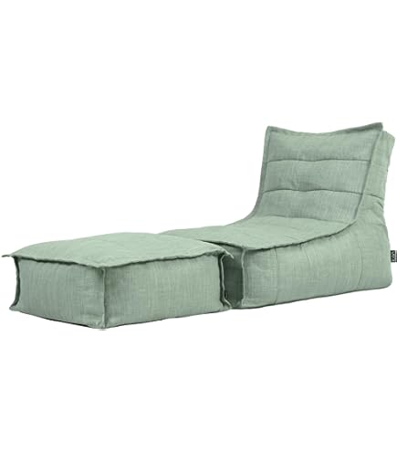 icon Natalia Fauteuil, Grijs, Geweven Waterafstotende Stof, Zitzak Volwassen, Zitzakstoel met Vulling Inbegrepen, Bean Bag, Ligstoel Tuin voor Binnen en Buiten, Tuinmeubilair