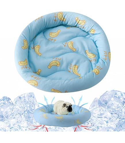 Tapis Rafraîchissant Pour Petits Animaux - 20.5 Cm De Diamètre - Pour Lapin, Cochon D'Inde, Hamster - Antidérapant, Bleu - 4