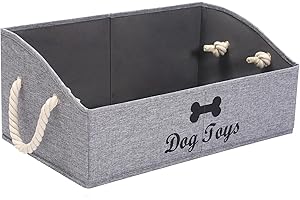 Morezi Large Dog Toy Bin - Shallow Toy Baskets for Living Room, Playroom, Closet & Home Organization - Snow Grey