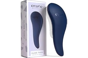 Crave Naturals Glide Detangler Hair Brush - Perfect Tangle Teezer for Curly Hair, Straight Hair, Wet or Dry, and a Great Stocking Filler - Detangle Hair Brush for Women, Men, and Kids - Blue