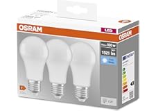 Osram LED Base Classic A Lampada, a Forma di Lampadina con Attacco E27, non dimmerabile, Sostituisce 100 watt, Opaca, Bianco Freddo, 4000 Kelvin, Confezione da 3