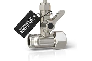 smardy Absperrventil Edelstahl Absperrhahn Adapter T-Stück 3/8x3/8x1/4" zum Anschluss von 2 Geräten für Side by Side Kühlschrank Osmoseanlage Wasserfilter, Wasseranschlussadapter mit Dichtung