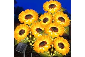 Homeleo Solar Lights Outdoor Garden Waterproof, Upgraded 9-Flower Solar Sunflower Lights for Yard Decor, Decorative Flower Ornaments for Lawn Patio Porch Flowerbed Pathway Cemetery Decorations(3-Pack)