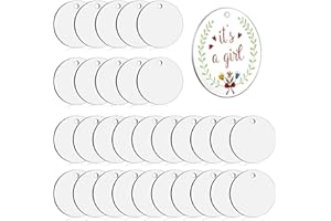 XoeLLe 30 Stück Acrylscheibe Rund mit Loch, Klare Acrylplatten 5cm Breite Plexiglas Klare Transparente Rohlinge Scheiben Acrylscheibe für DIY Bilderrahmen Malerei DIY Craft Scrapbooking Display