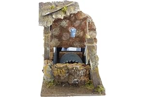 Moranduzzo Fuente con rodillo lavadero Belén 10 x 15 x 14 cm – Accesorio artesanal con chorro de agua – Made in Italy, producto oficial, fabricado en Italia